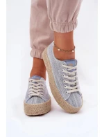 Dámské trampky na platformě s pleteným detailem Lee Cooper – modré