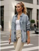Dámská džínová košilová bunda oversize modrá FashionStreet TY5602