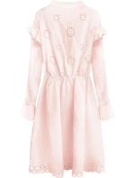 Bavlněné dámské šaty v pudrově růžové barvě s výšivkou (303ART) Bavlněné dámské šaty v pudrově růžové barvě s výšivkou (303ART)