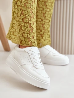 Dámské Tenisky Na Platformě S Dekorativním Šněrováním Bílé Mistra