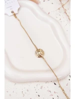 Dámský náramek s přívěskem kolečko s květinami zlatý