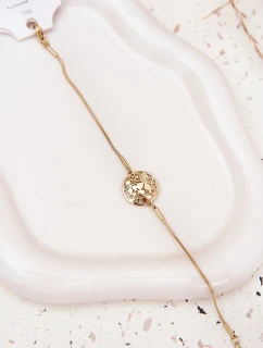 Dámský náramek s přívěskem kolečko s květinami zlatý