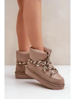 Semišové dámské sněhule s hrubým šněrováním D.Franklin DFSH375003 Taupe