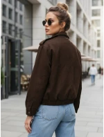 FashionStreet dámská semišová bunda bomber v čokoládové barvě TY5571 FashionStreet dámská semišová bunda bomber v čokoládové barvě TY5571