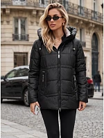 Dámská zimní prošívaná bunda s kapucí, černá, FashionStreet TY5950