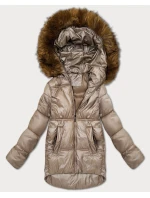 Béžová dámská bunda typu bublina s kapucí S'West (B8280-12)