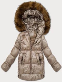 Béžová dámská bunda typu bublina s kapucí S'West (B8280-12)