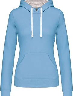 Kariban K 465 Dámská mikina s kontrastní kapucí 20.K465 sky blue/white