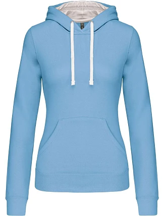 Kariban K 465 Dámská mikina s kontrastní kapucí 20.K465 sky blue/white