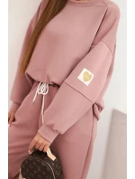 Komplet dámský máslový s volnou mikinou a kalhotami s nápisem LOVE khaki