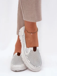 Děrované Baletky Z Přírodní Kůže Vinceza 95336 Bílé