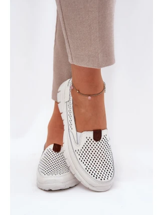 Děrované Baletky Z Přírodní Kůže Vinceza 95336 Bílé
