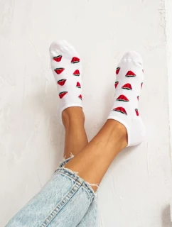 Dámské Ponožky Ankle Melouny Bílé