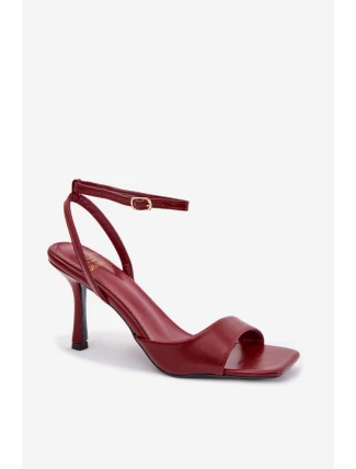 Dámské sandály na podpatku eco kůže bordó Brisora