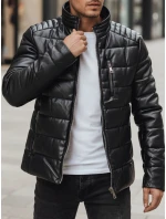 Pánská zateplená kožená bunda černá FashionStreet TX5115 Pánská zateplená kožená bunda černá FashionStreet TX5115