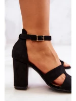 Módní Semišové sandály na vysokém podpatku Černé Aubrey Módní Semišové sandály na vysokém podpatku Černé Aubrey