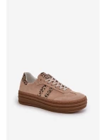 Zazoo N1068S4 Dámské Semišové Sneakersy Na Platformě Leopardí Růžové