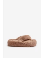 Dámské Chlupaté Pantofle Na Tlusté Podešvi Béžové Lavitera