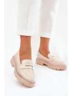 Dámské Mokasíny Eko Kožené S Krystaly Béžové Wilamla