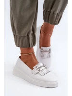 Lehké dámské kožené mokasíny na platformě, bílá S.Barski Lehké dámské kožené mokasíny na platformě, bílá S.Barski