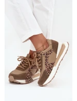 Dámské kožené tenisky na platformě s leopardím vzorem Artiker  – hnědé