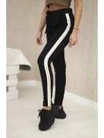 Bavlněné kalhoty se zlatým proužkem černý Bavlněné kalhoty se zlatým proužkem černý