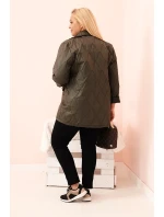 Dámská bunda Plus Size prošívaná s límcem a knoflíkem khaki Dámská bunda Plus Size prošívaná s límcem a knoflíkem khaki