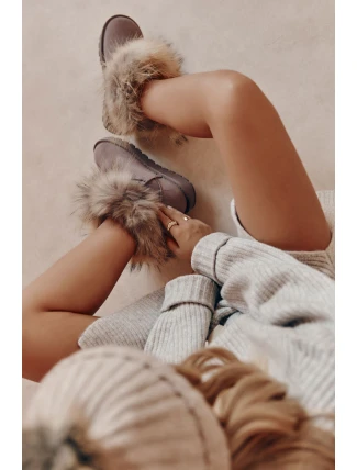 Dámské semišové sněhule s kožešinovou šedou Alexa Dámské semišové sněhule s kožešinovou šedou Alexa