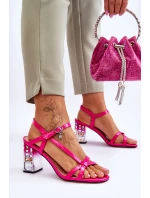 lakované sandály na ozdobném podpatku D&A CR-232 fuchsiové
