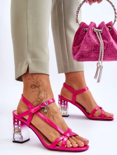lakované sandály na ozdobném podpatku D&A CR-232 fuchsiové