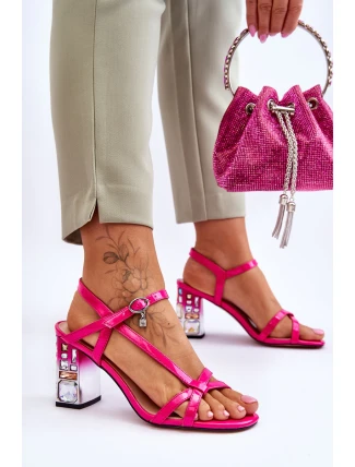 lakované sandály na ozdobném podpatku D&A CR-232 fuchsiové