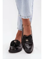 Lakované dámské mokasyny s mašlí S.Barski HY52-319A černé