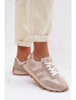 Kožené dámské tenisky na platformě S.Barski LR61-7096 Béžové