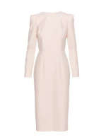 S412 Tužkové šaty s ozdobnými rameny - slonová kost