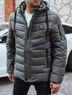 Pánská prošívaná zimní bunda s kapucí FashionStreet graphite TX5057