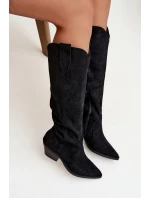 Zateplené Kůže Bota Kovbojky Na Podpatku Z Eko Semiš Černé Jovianne Zateplené Kůže Bota Kovbojky Na Podpatku Z Eko Semiš Černé Jovianne