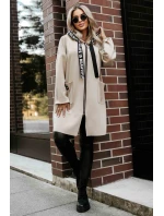 632-1 Ležérní kabát s kapsami a kapucí - béžový