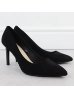 Černé semišové lodičky na jehlovém podpatku Sergio Leone 1339