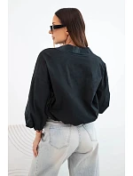 Dámská bavlněná bomber bunda na zip černá Dámská bavlněná bomber bunda na zip černá