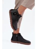 Dámské kožené barefoot polobotky s ozdobným detailem Zazoo – černé