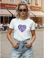 Dámské bavlněné tričko s potiskem, bílé, FashionStreet NX8055RY Dámské bavlněné tričko s potiskem, bílé, FashionStreet NX8055RY