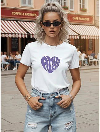 Dámské bavlněné tričko s potiskem, bílé, FashionStreet NX8055RY Dámské bavlněné tričko s potiskem, bílé, FashionStreet NX8055RY
