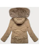 Volná béžová dámská bunda typu bublina pro přechodné období J Style (16M9181-62)