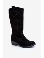 Zazoo 4043 Semišové Černé Boty S Nízkým Podpatkem Prodyšné