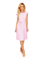 LILA - Plisované dámské šaty ve vřesové barvě s krátkými rukávy 311-6