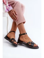 Zazoo 40378 Ploché Dámské Kožené Sandály Černé