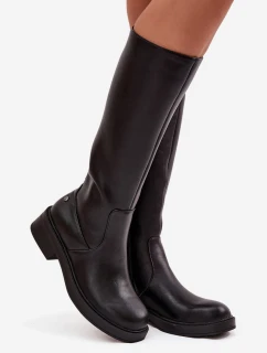 Dámské kožené zateplené kozačky Maciejka – černé