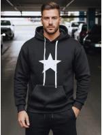 Pánská mikina s kapucí černá FashionStreet BX5924 Pánská mikina s kapucí černá FashionStreet BX5924