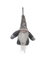 DEKORATIVNÍ PŘÍVĚSEK SANTA S ÚCHYTY 11CM ŠEDÝ