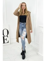 Dlouhá pláštěnka s kapucí velbloudí